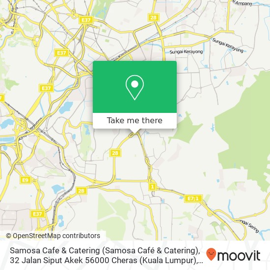 Peta Samosa Cafe & Catering (Samosa Café & Catering), 32 Jalan Siput Akek 56000 Cheras (Kuala Lumpur)