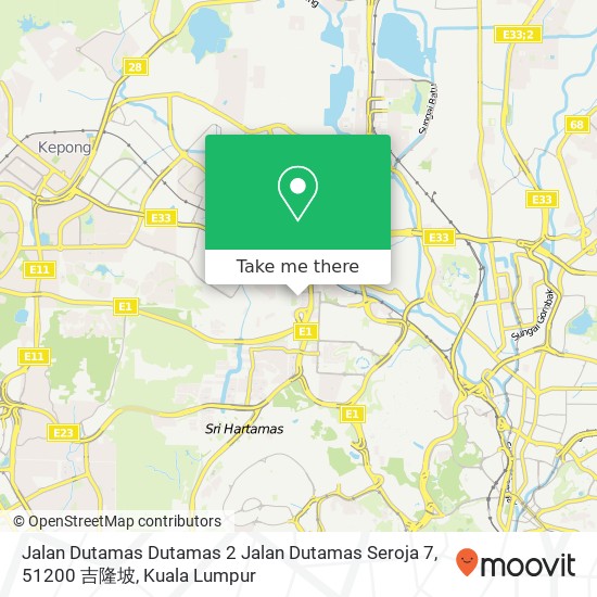 Peta Jalan Dutamas Dutamas 2 Jalan Dutamas Seroja 7, 51200 吉隆坡