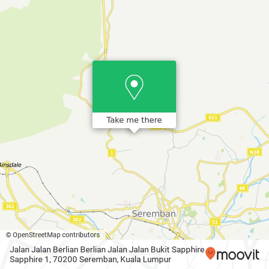 Jalan Jalan Berlian Berlian Jalan Jalan Bukit Sapphire Sapphire 1, 70200 Seremban map