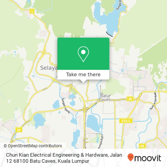 Peta Chun Kian Electrical Engineering & Hardware, Jalan 12 68100 Batu Caves