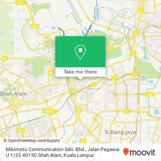 Peta Mikimoto Communication Sdn. Bhd., Jalan Pegawai U 1 / 33 40150 Shah Alam