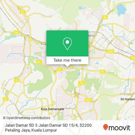 Peta Jalan Damar SD 3 Jalan Damar SD 15 / 4, 52200 Petaling Jaya