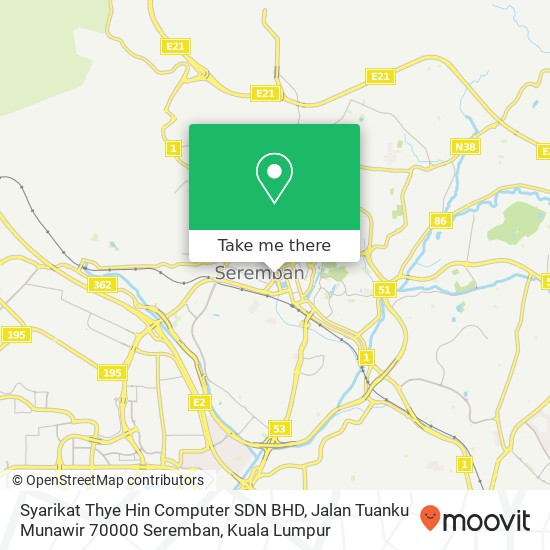 Syarikat Thye Hin Computer SDN BHD, Jalan Tuanku Munawir 70000 Seremban map