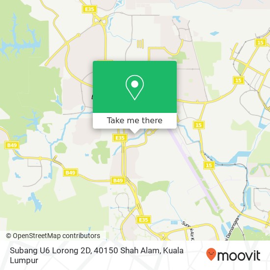 Peta Subang U6 Lorong 2D, 40150 Shah Alam