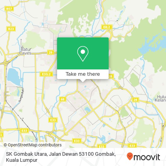 Peta SK Gombak Utara, Jalan Dewan 53100 Gombak