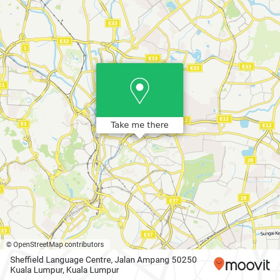 Peta Sheffield Language Centre, Jalan Ampang 50250 Kuala Lumpur