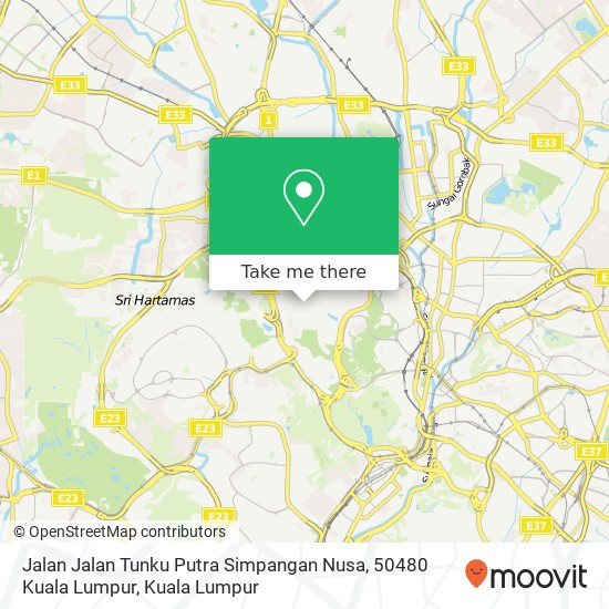 Jalan Jalan Tunku Putra Simpangan Nusa, 50480 Kuala Lumpur map