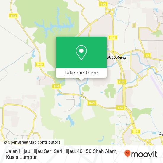 Peta Jalan Hijau Hijau Seri Seri Hijau, 40150 Shah Alam