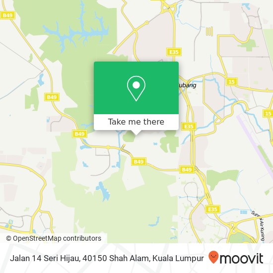 Peta Jalan 14 Seri Hijau, 40150 Shah Alam