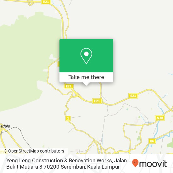 Yeng Leng Construction & Renovation Works, Jalan Bukit Mutiara 8 70200 Seremban map