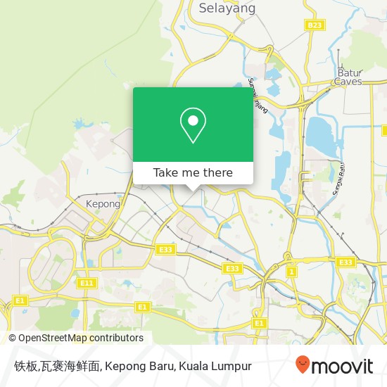 铁板,瓦褒海鲜面, Kepong Baru map