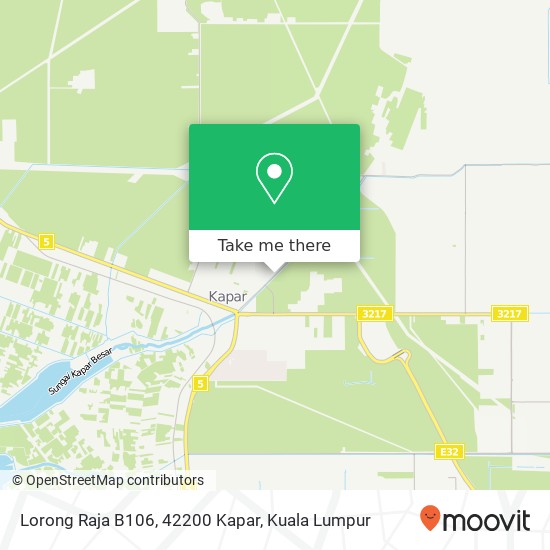 Peta Lorong Raja B106, 42200 Kapar