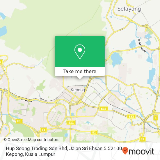 Hup Seong Trading Sdn Bhd, Jalan Sri Ehsan 5 52100 Kepong map