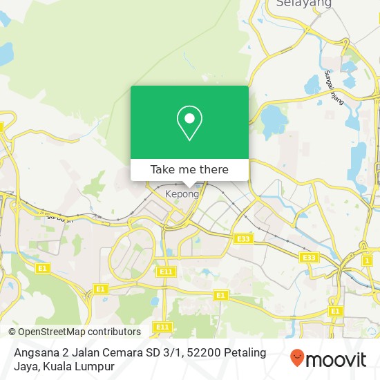 Peta Angsana 2 Jalan Cemara SD 3 / 1, 52200 Petaling Jaya