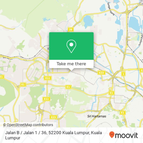 Peta Jalan B / Jalan 1 / 36, 52200 Kuala Lumpur