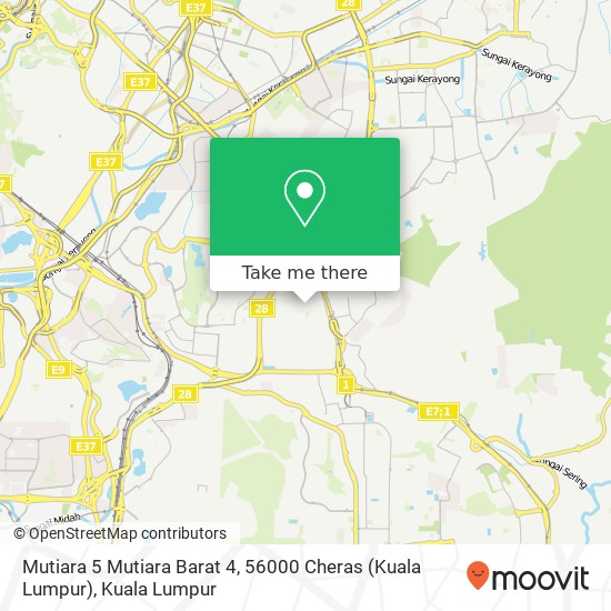 Peta Mutiara 5 Mutiara Barat 4, 56000 Cheras (Kuala Lumpur)