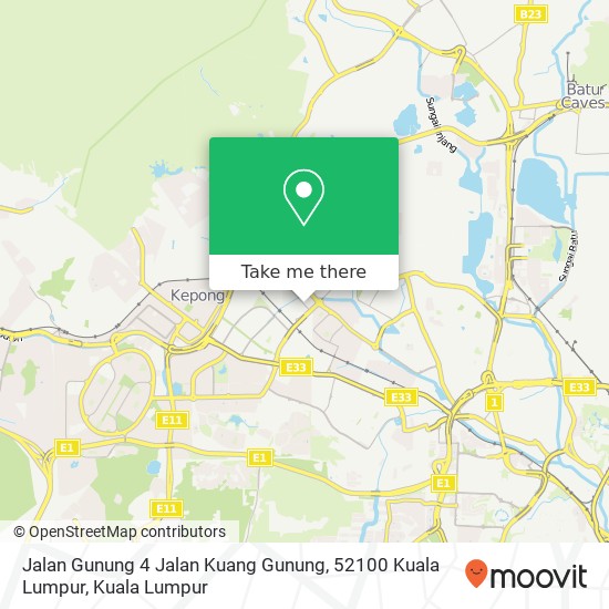 Jalan Gunung 4 Jalan Kuang Gunung, 52100 Kuala Lumpur map