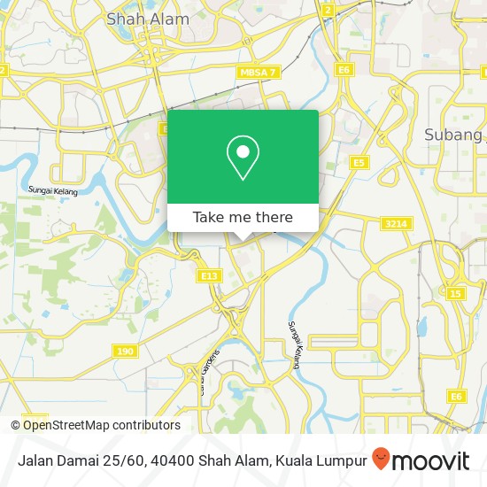 Peta Jalan Damai 25 / 60, 40400 Shah Alam