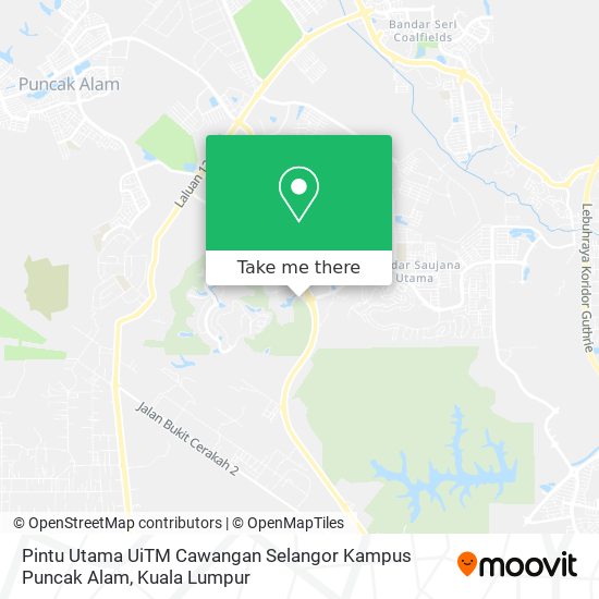 Pintu Utama UiTM Cawangan Selangor Kampus Puncak Alam map