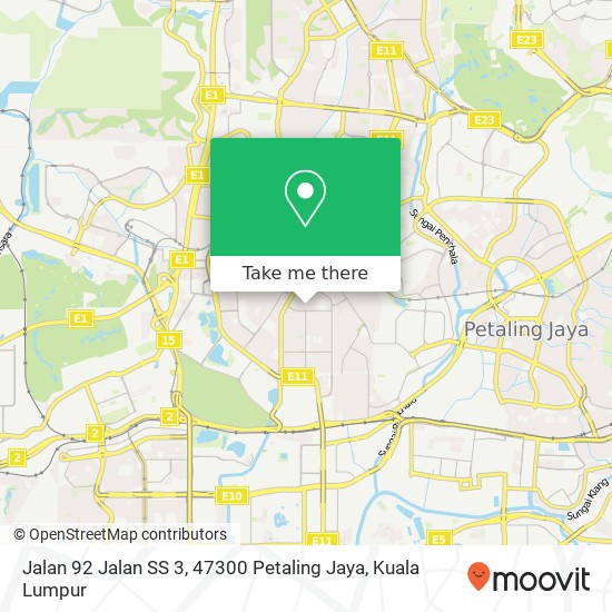 Peta Jalan 92 Jalan SS 3, 47300 Petaling Jaya