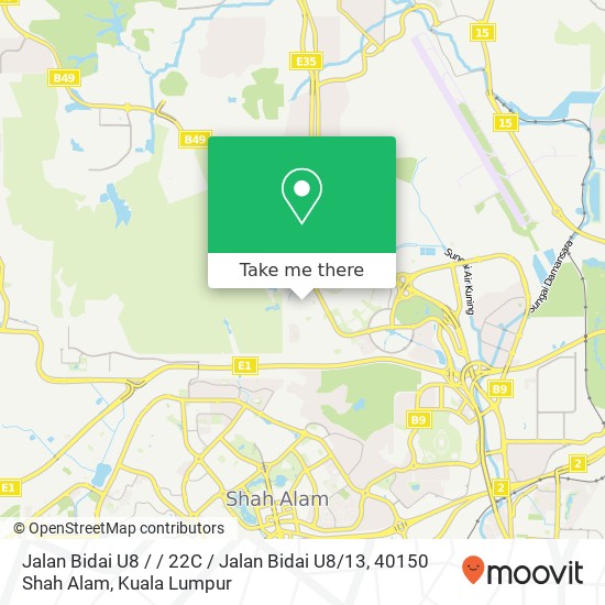 Peta Jalan Bidai U8 / / 22C / Jalan Bidai U8 / 13, 40150 Shah Alam