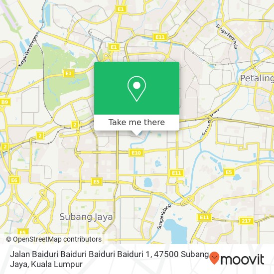 Peta Jalan Baiduri Baiduri Baiduri Baiduri 1, 47500 Subang Jaya