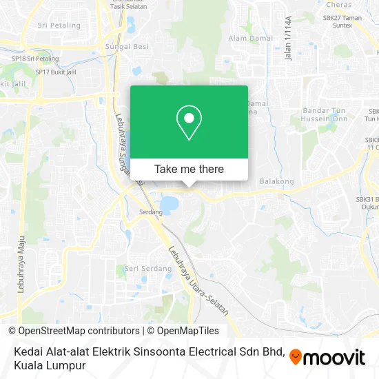 Peta Kedai Alat-alat Elektrik Sinsoonta Electrical Sdn Bhd