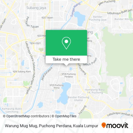 Peta Warung Mug Mug, Puchong Perdana