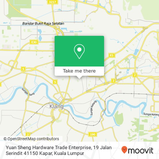 Peta Yuan Sheng Hardware Trade Enterprise, 19 Jalan Serindit 41150 Kapar