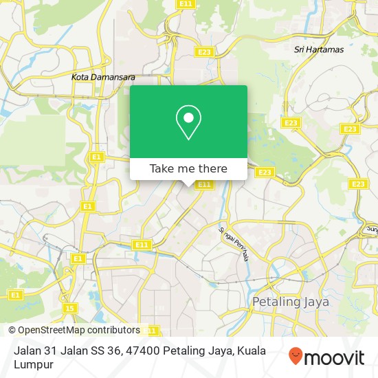 Peta Jalan 31 Jalan SS 36, 47400 Petaling Jaya
