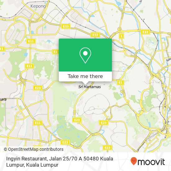 Ingyin Restaurant, Jalan 25 / 70 A 50480 Kuala Lumpur map