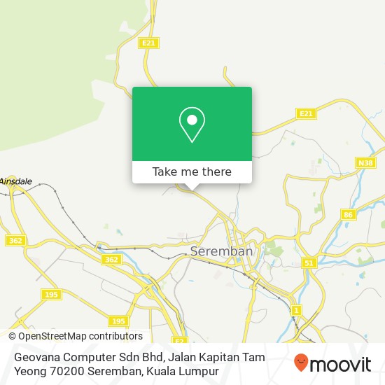 Geovana Computer Sdn Bhd, Jalan Kapitan Tam Yeong 70200 Seremban map