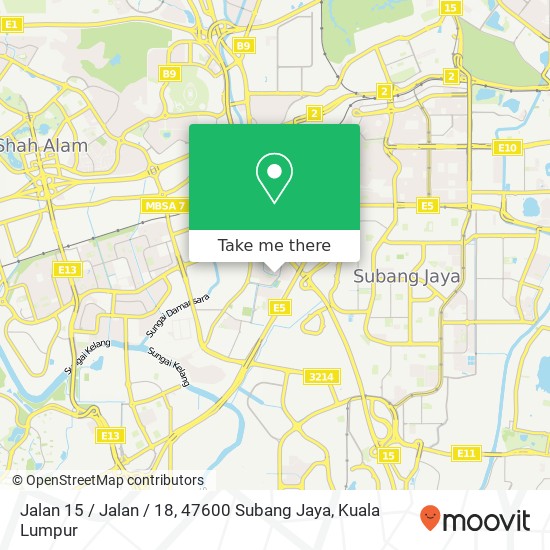 Peta Jalan 15 / Jalan / 18, 47600 Subang Jaya