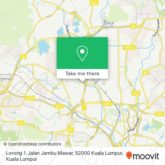 Peta Lorong 1 Jalan Jambu Mawar, 52000 Kuala Lumpur