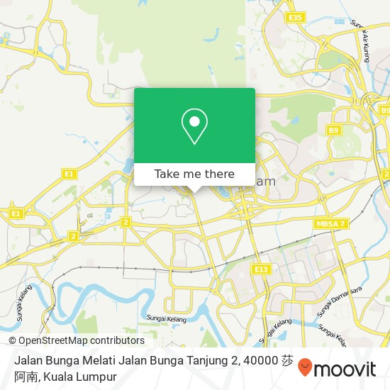 Peta Jalan Bunga Melati Jalan Bunga Tanjung 2, 40000 莎阿南