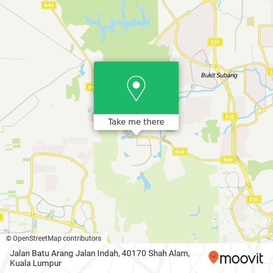 Peta Jalan Batu Arang Jalan Indah, 40170 Shah Alam