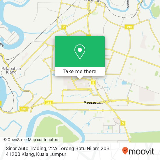 Peta Sinar Auto Trading, 22A Lorong Batu Nilam 20B 41200 Klang