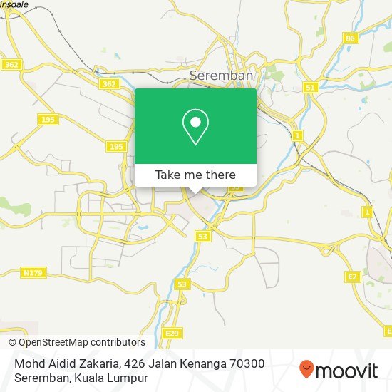 Peta Mohd Aidid Zakaria, 426 Jalan Kenanga 70300 Seremban