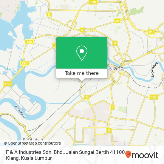 F & A Industries Sdn. Bhd., Jalan Sungai Bertih 41100 Klang map