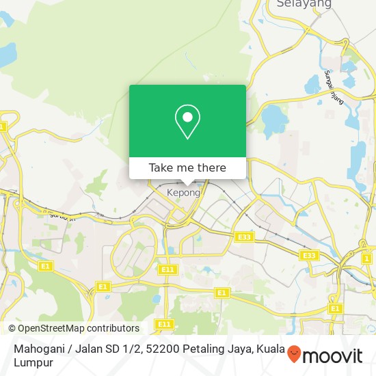 Mahogani / Jalan SD 1 / 2, 52200 Petaling Jaya map