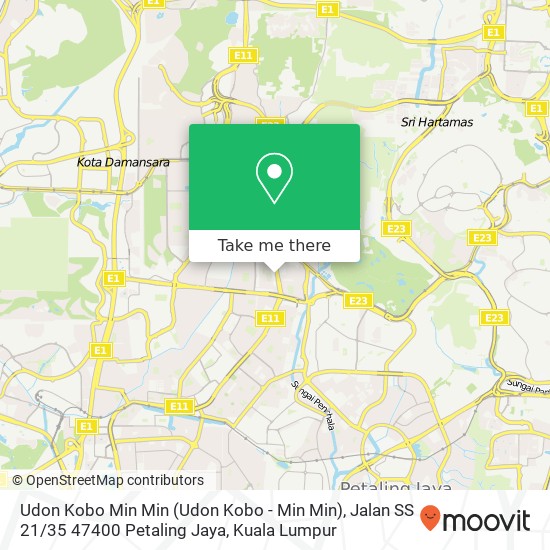 Udon Kobo Min Min (Udon Kobo - Min Min), Jalan SS 21 / 35 47400 Petaling Jaya map