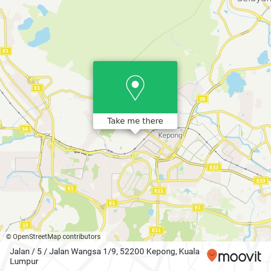 Peta Jalan / 5 / Jalan Wangsa 1 / 9, 52200 Kepong