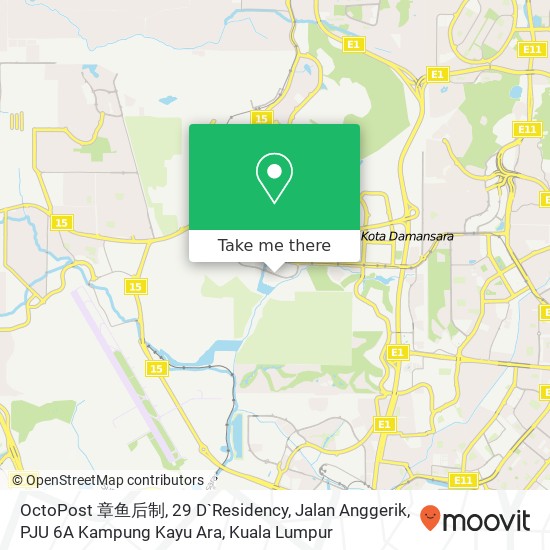 Peta OctoPost 章鱼后制, 29 D`Residency, Jalan Anggerik, PJU  6A Kampung Kayu Ara