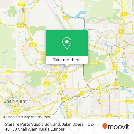 Peta Staraire Parts Supply Sdn Bhd, Jalan Opera F U2 / F 40150 Shah Alam