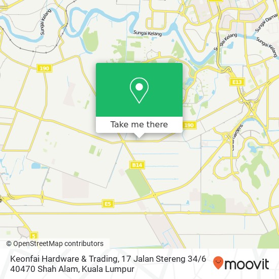 Peta Keonfai Hardware & Trading, 17 Jalan Stereng 34 / 6 40470 Shah Alam