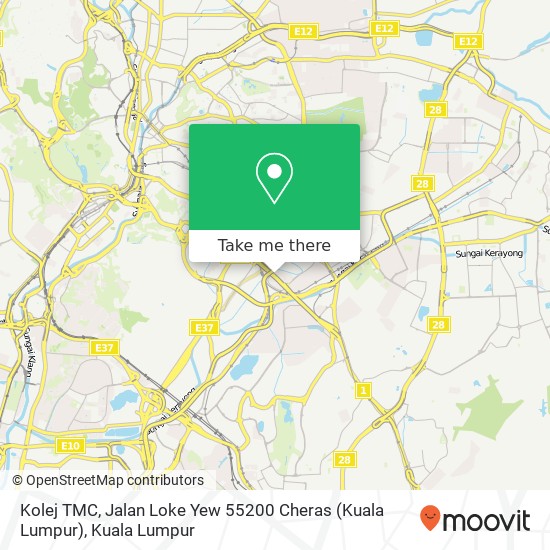 Peta Kolej TMC, Jalan Loke Yew 55200 Cheras (Kuala Lumpur)