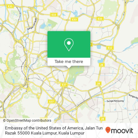 Peta Embassy of the United States of America, Jalan Tun Razak 55000 Kuala Lumpur