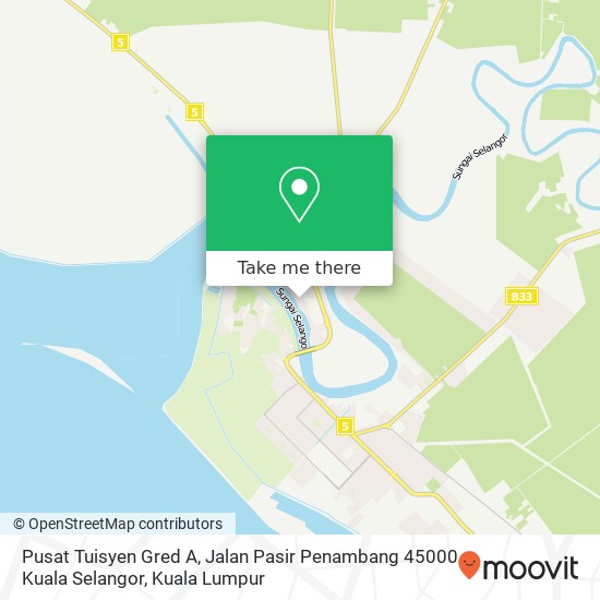 Peta Pusat Tuisyen Gred A, Jalan Pasir Penambang 45000 Kuala Selangor