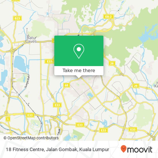 Peta 18 Fitness Centre, Jalan Gombak