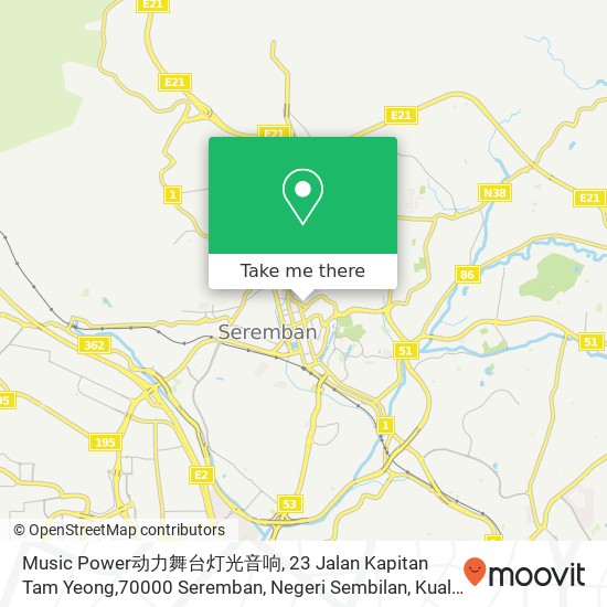 Music Power动力舞台灯光音响, 23 Jalan Kapitan Tam Yeong,70000 Seremban, Negeri Sembilan map